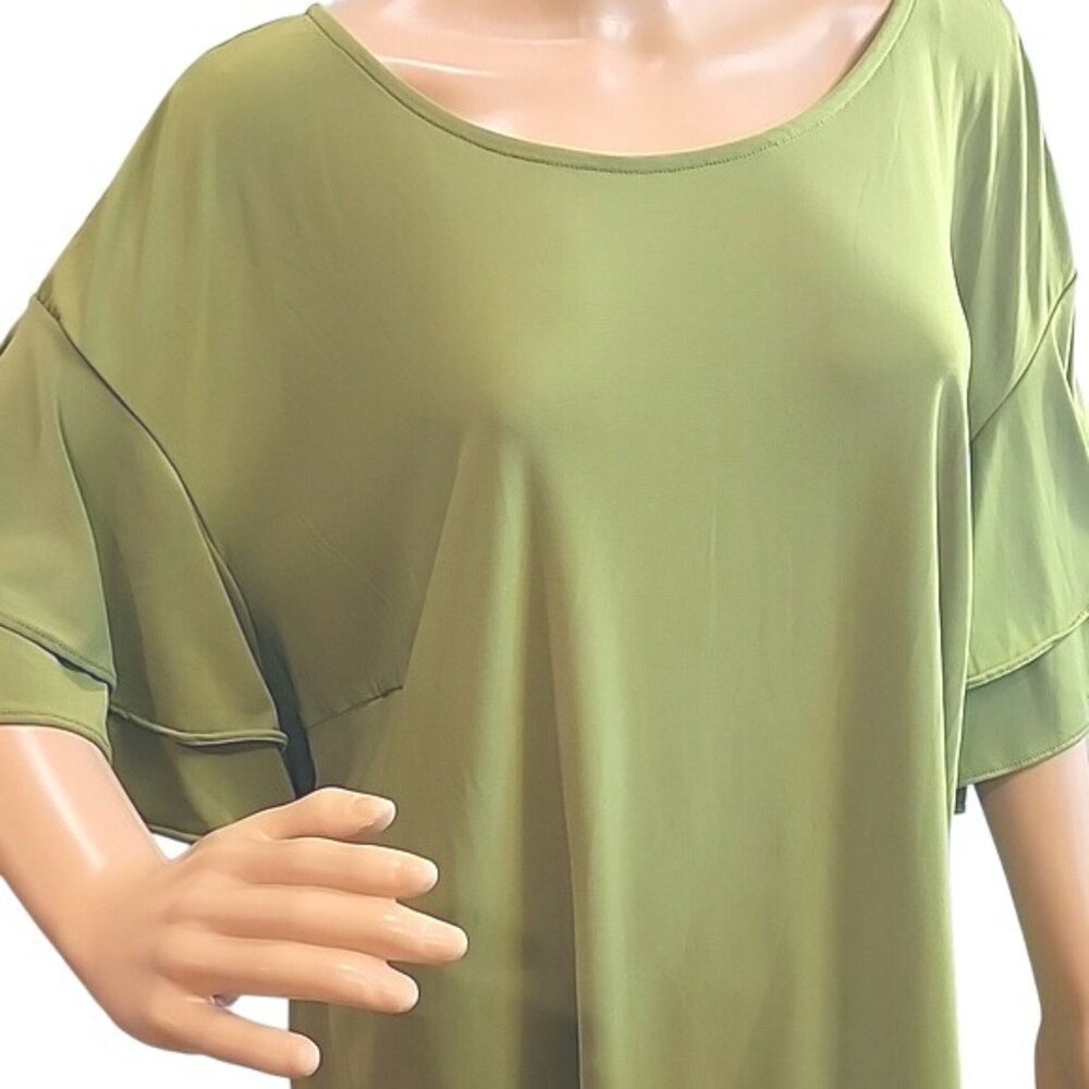 Vince Camuto Green Ruffle Sleeve Tunic - Picture 4 of 10